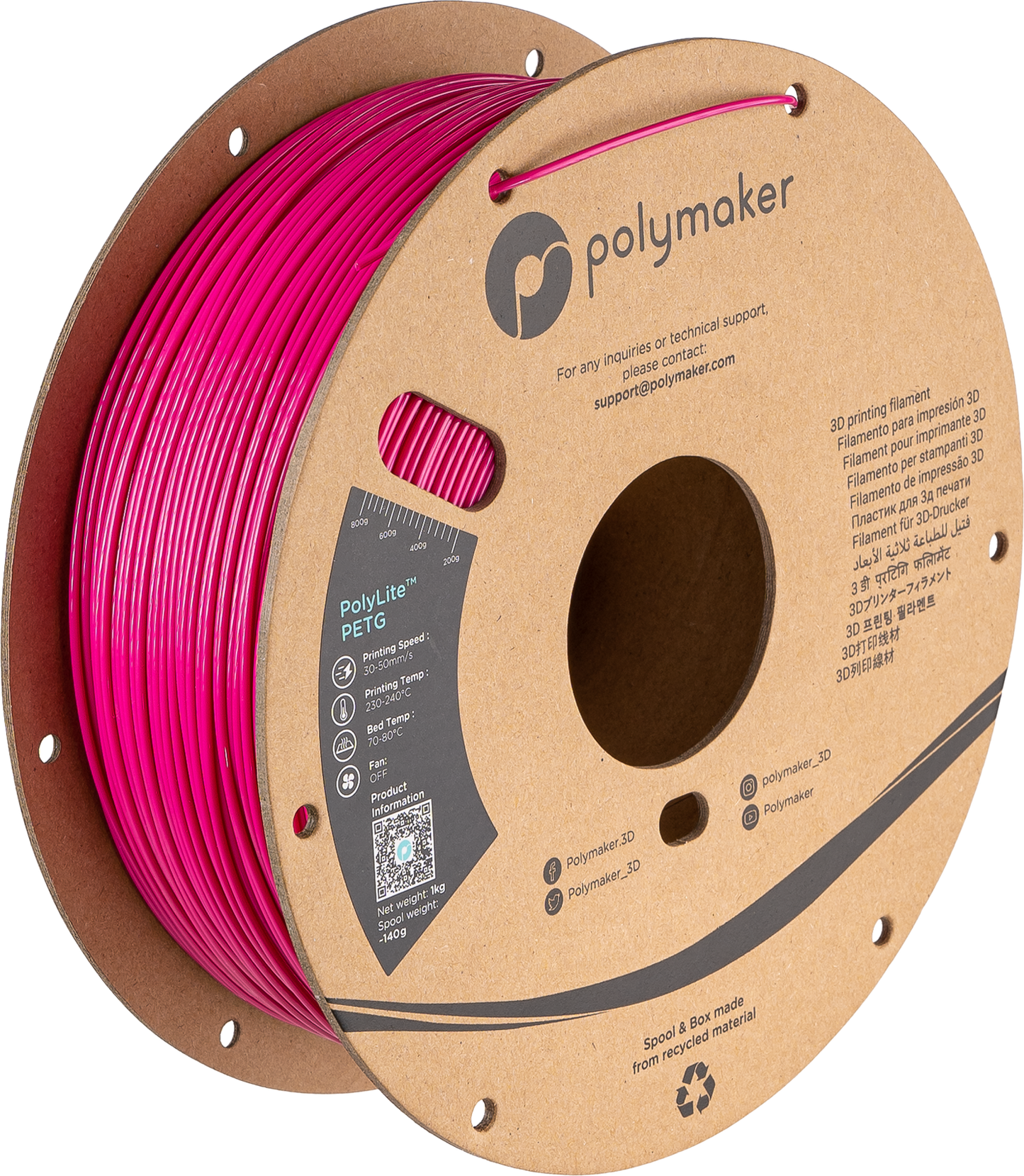 Polymaker PolyLite PETG Magenta 1.75mm 1kg