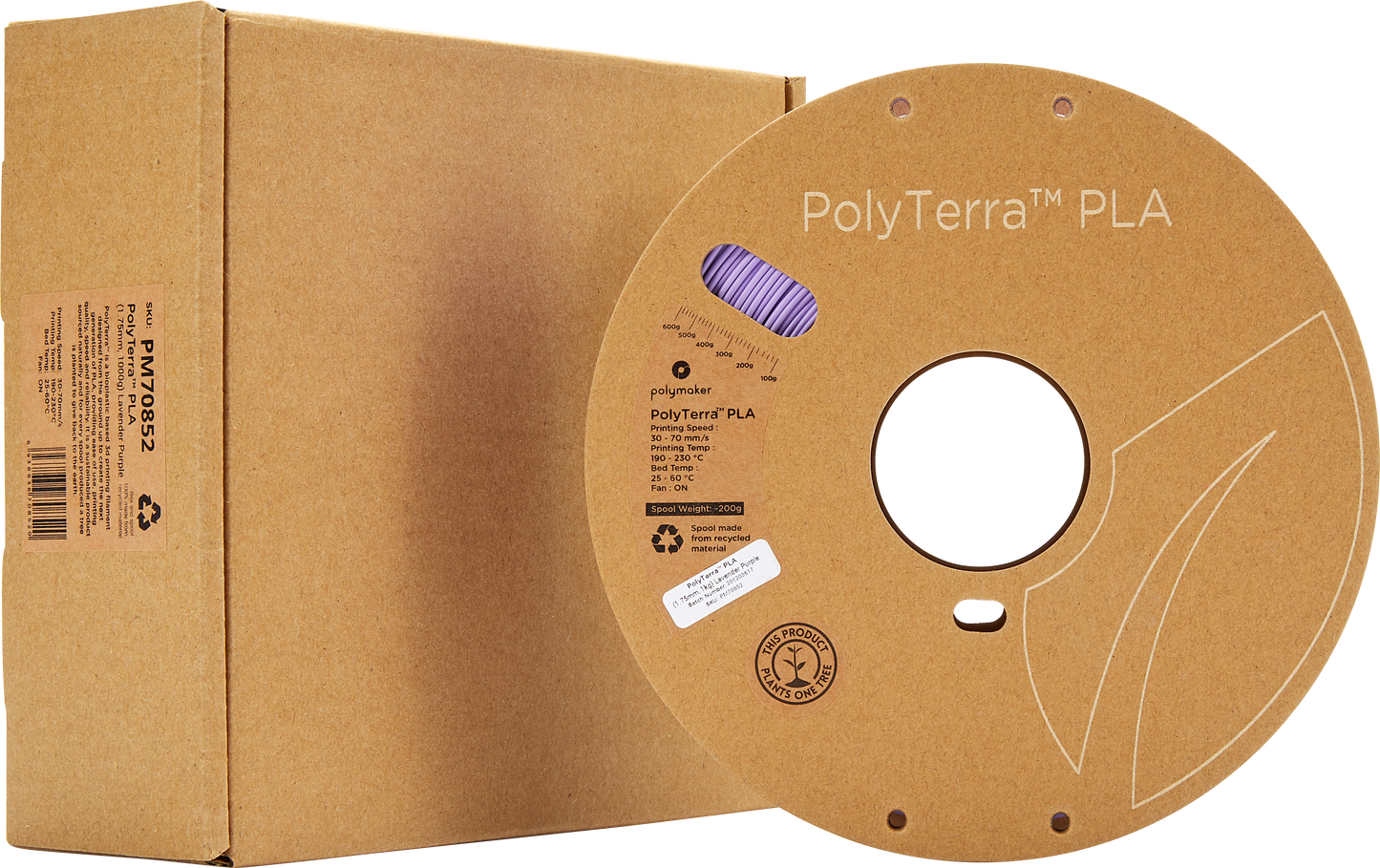 Filament Polymaker PolyTerra PLA 1,75mm, 1kg - Lavender Purple