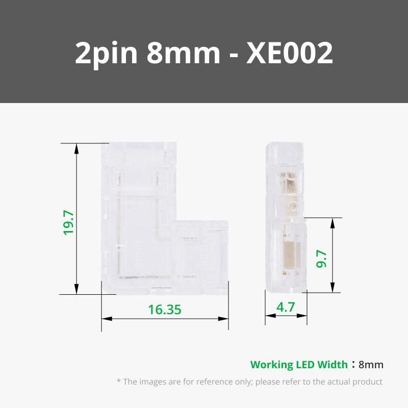 Bambu Lab 2 pin 8mm L Shape LED Connector for White LED
