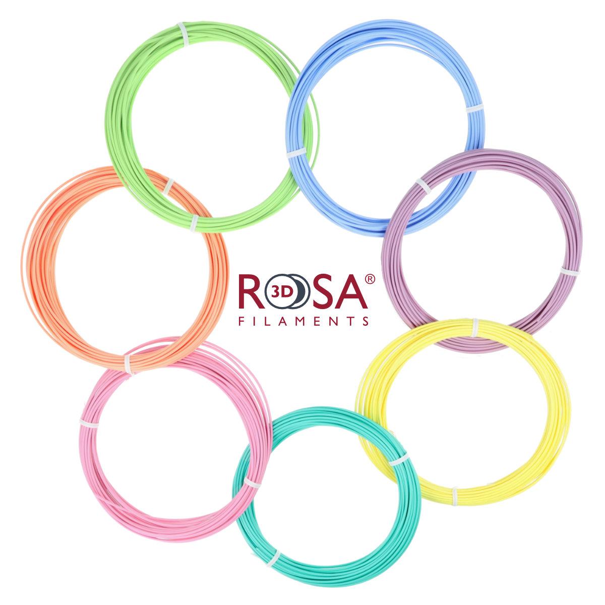 Rosa3D PEN PACK PASTEL PLA Starter 7 colours x 10m