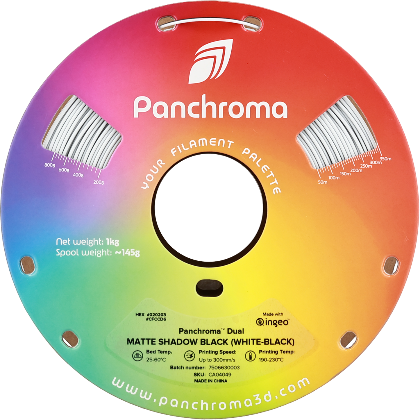 Polymaker Panchroma PLA Dual Matte Shadow Black 1,75mm 1kg - White-Black