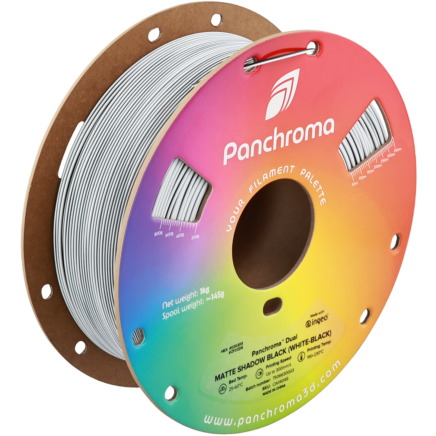 Polymaker Panchroma PLA Dual Matte Shadow Black 1,75mm 1kg - White-Black