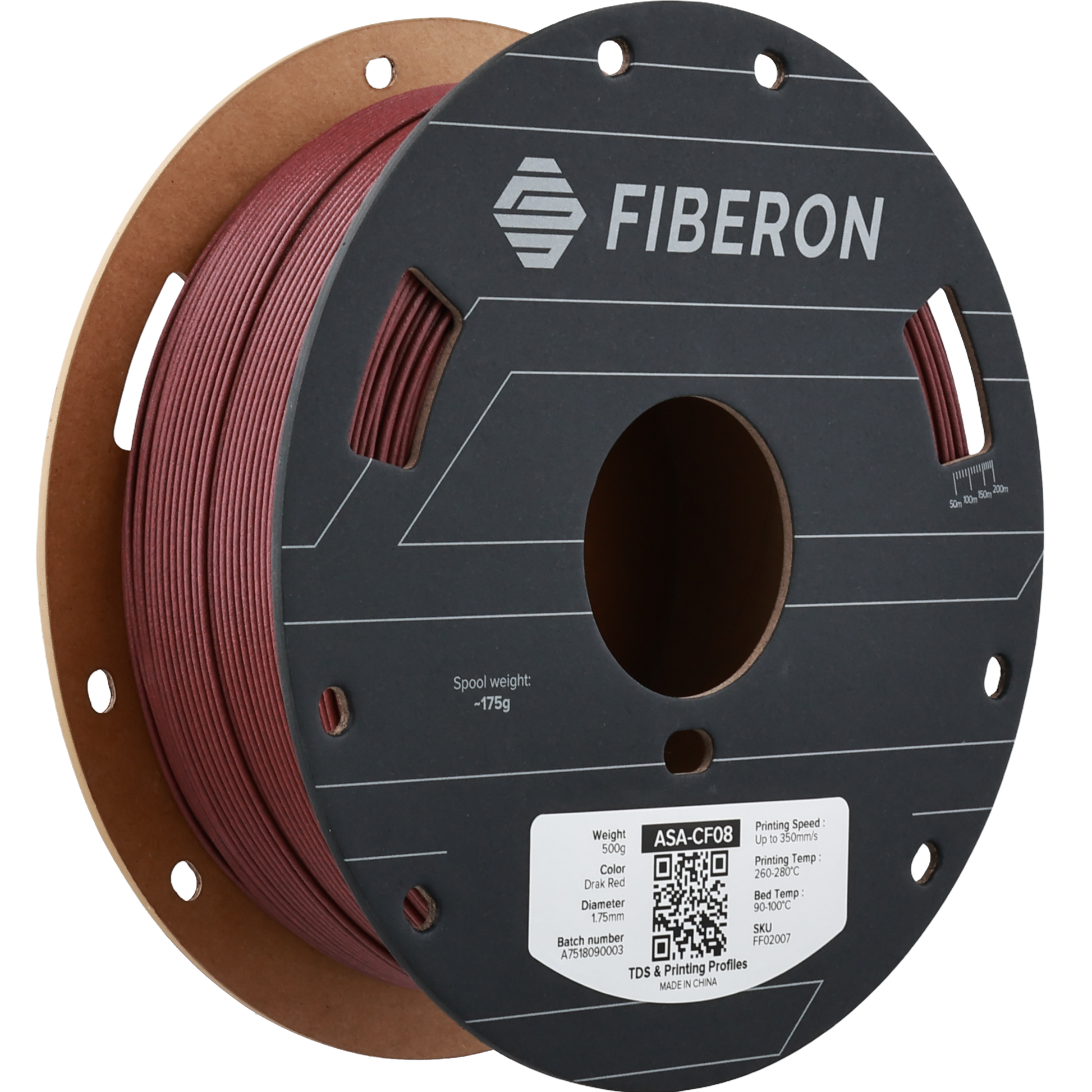 Polymaker Fiberon ASA-CF08 Dark Red 1.75mm 500g