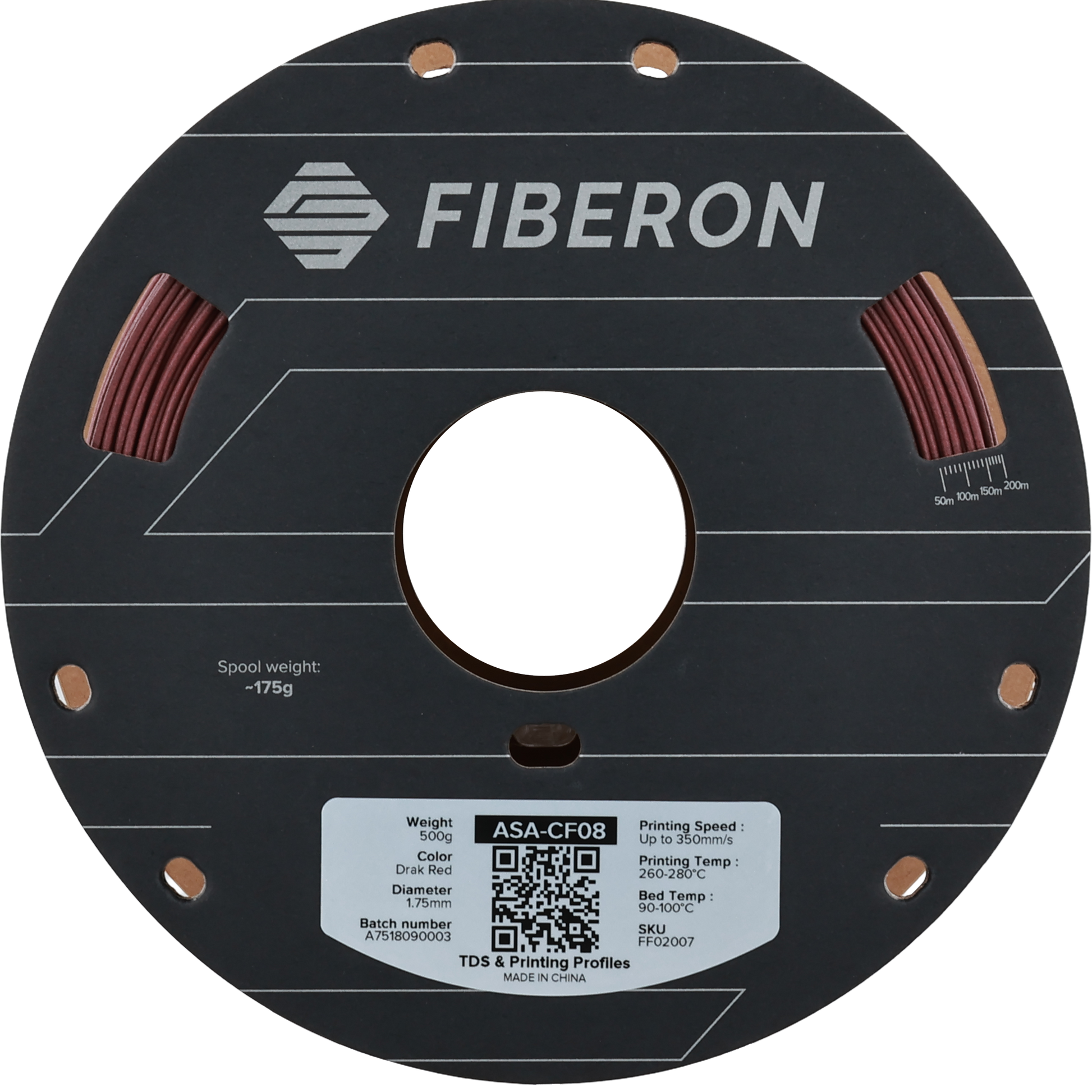 Polymaker Fiberon ASA-CF08 Dark Red 1.75mm 500g
