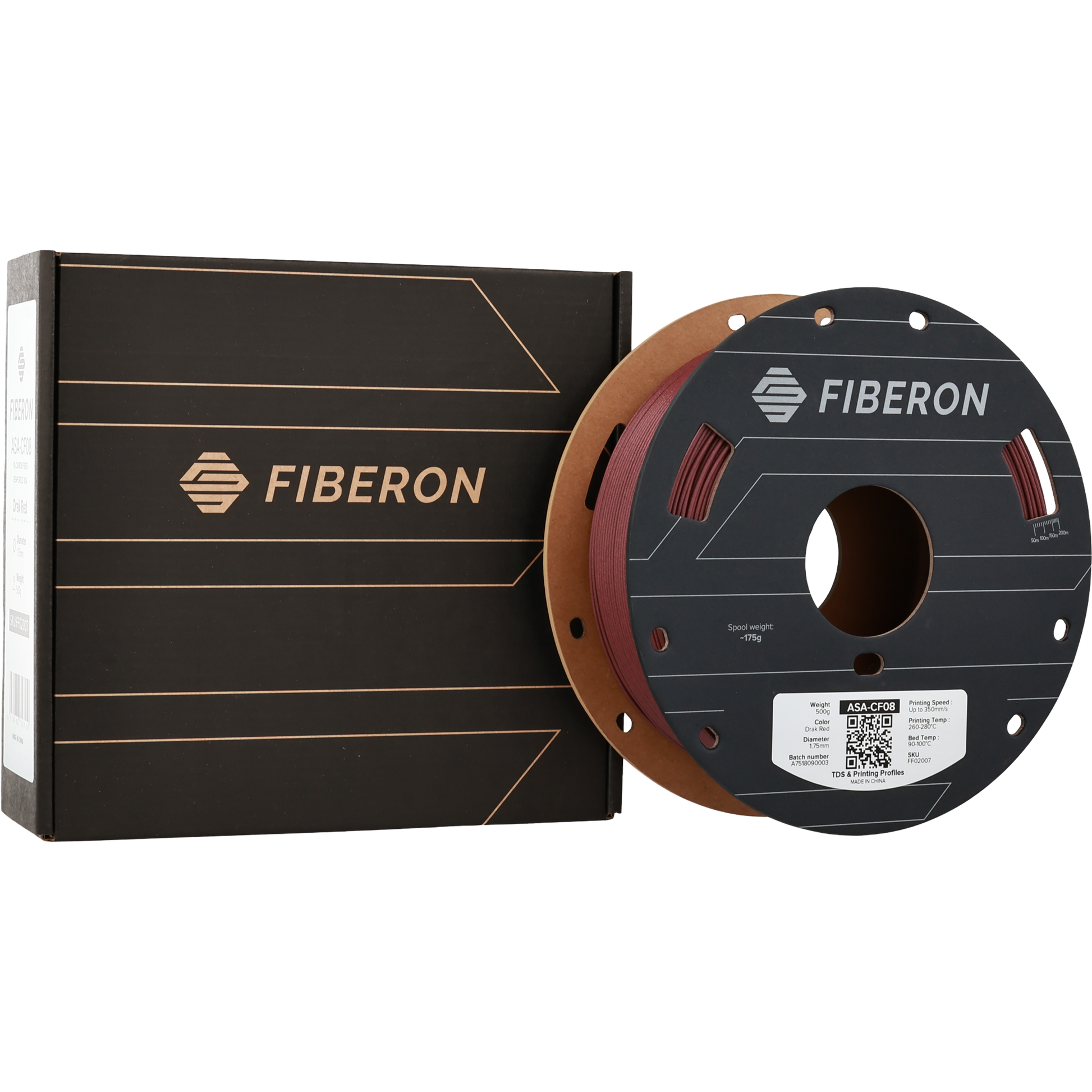 Polymaker Fiberon ASA-CF08 Dark Red 1.75mm 500g