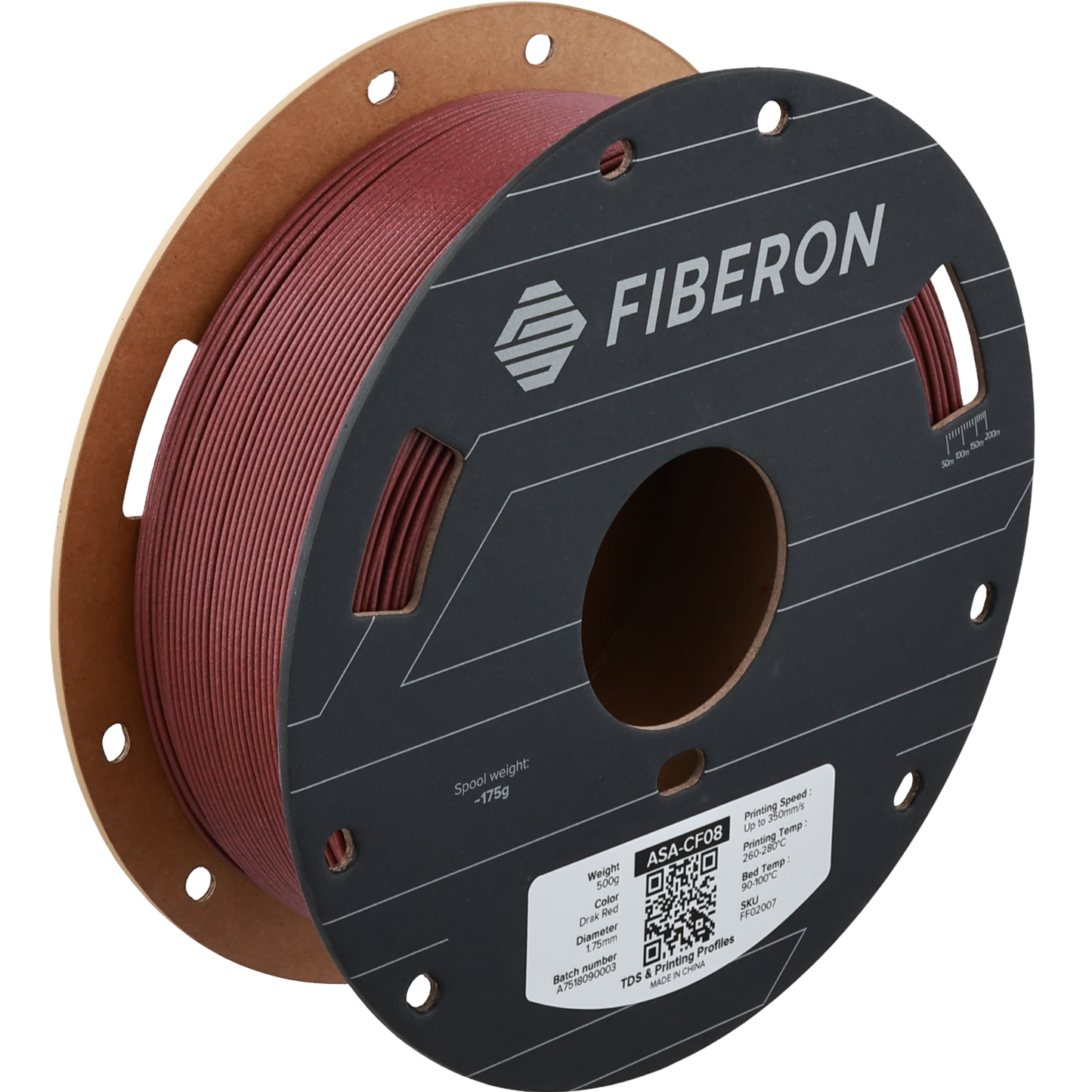 Polymaker Fiberon ASA-CF08 Dark Red 1.75mm 500g