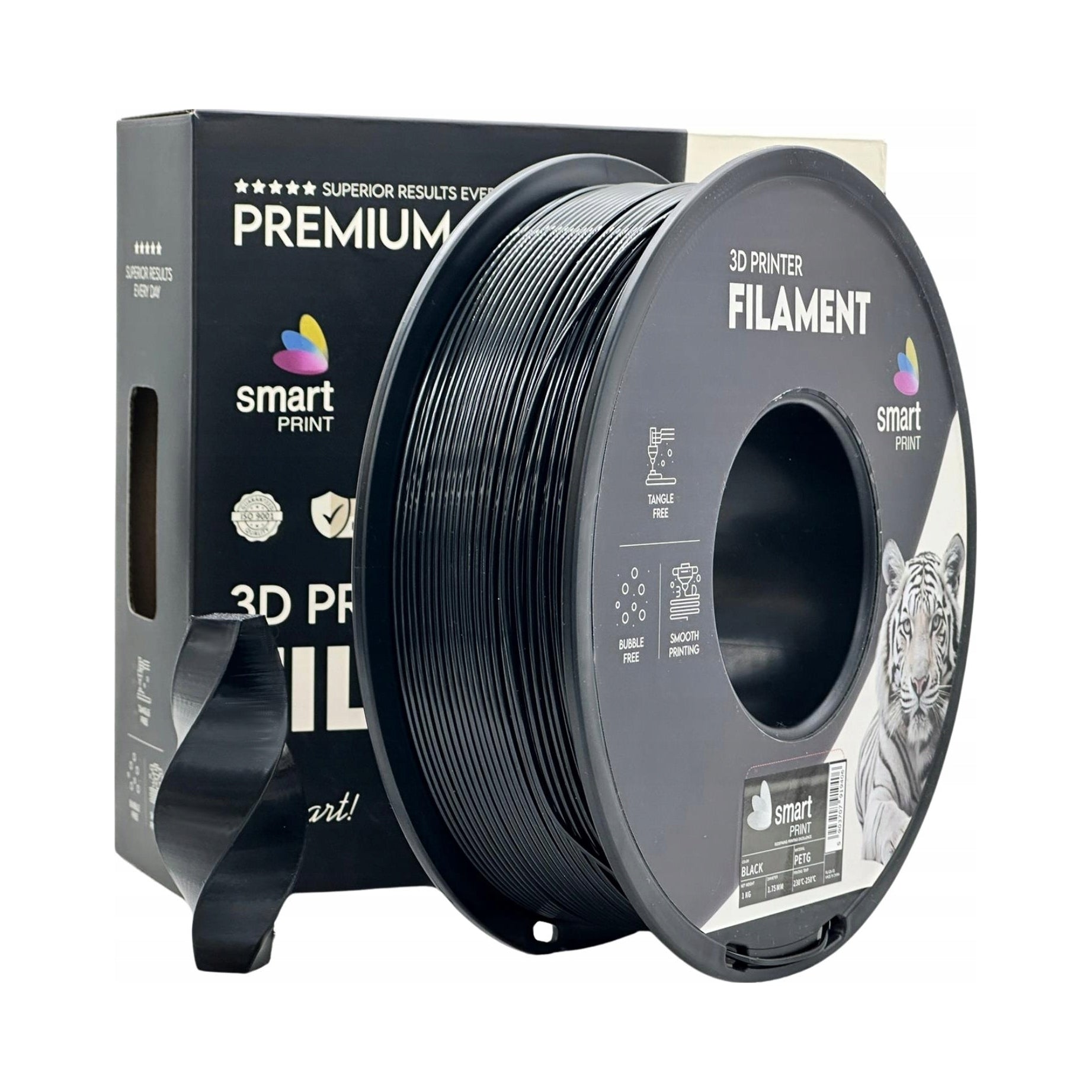 Filament 3D Smart Print PETG black 1.75mm 1kg SZPULA