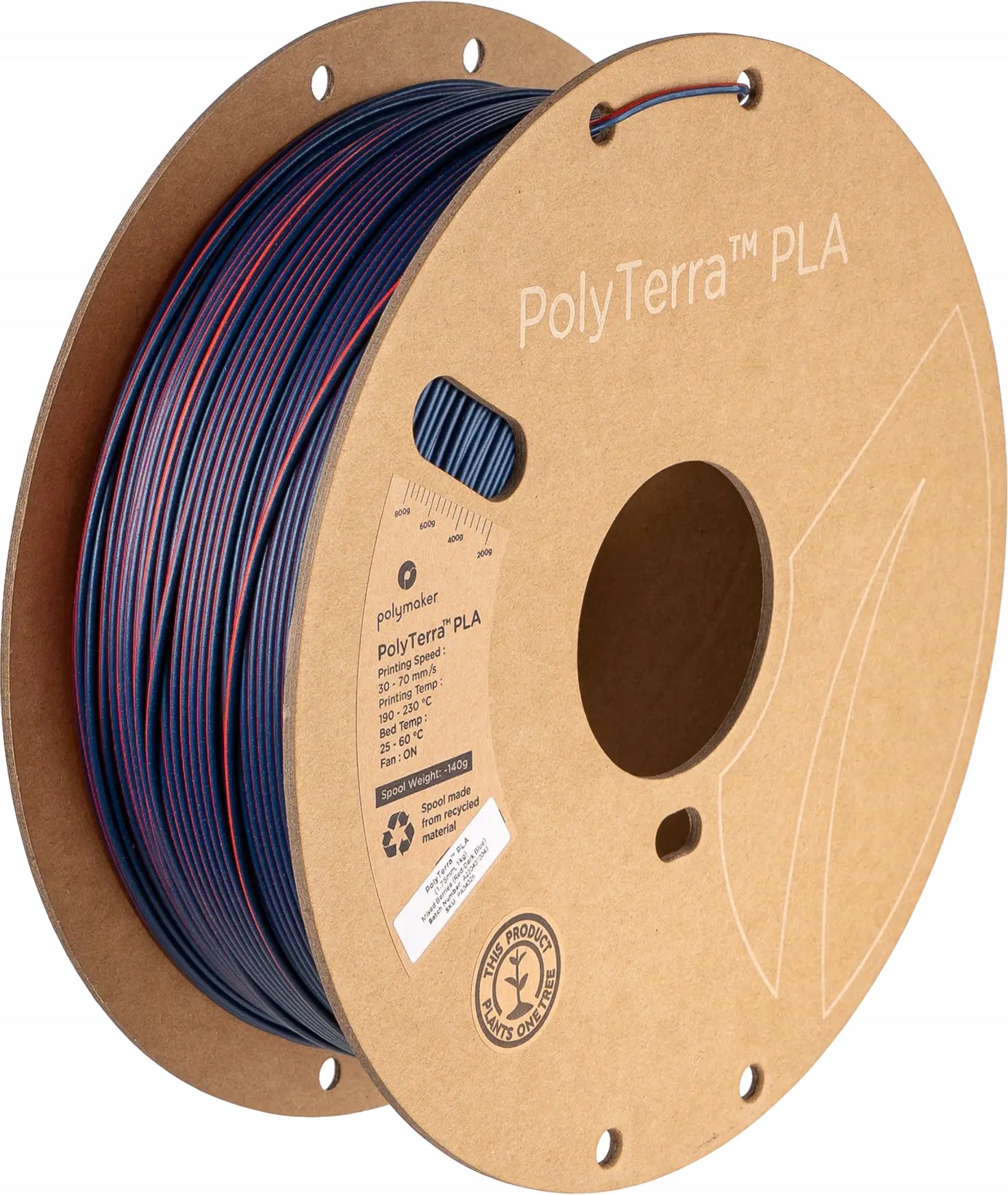 PolyTerra PLA Dual Mixed Berries 1,75mm 1kg - Red-Dark Blue