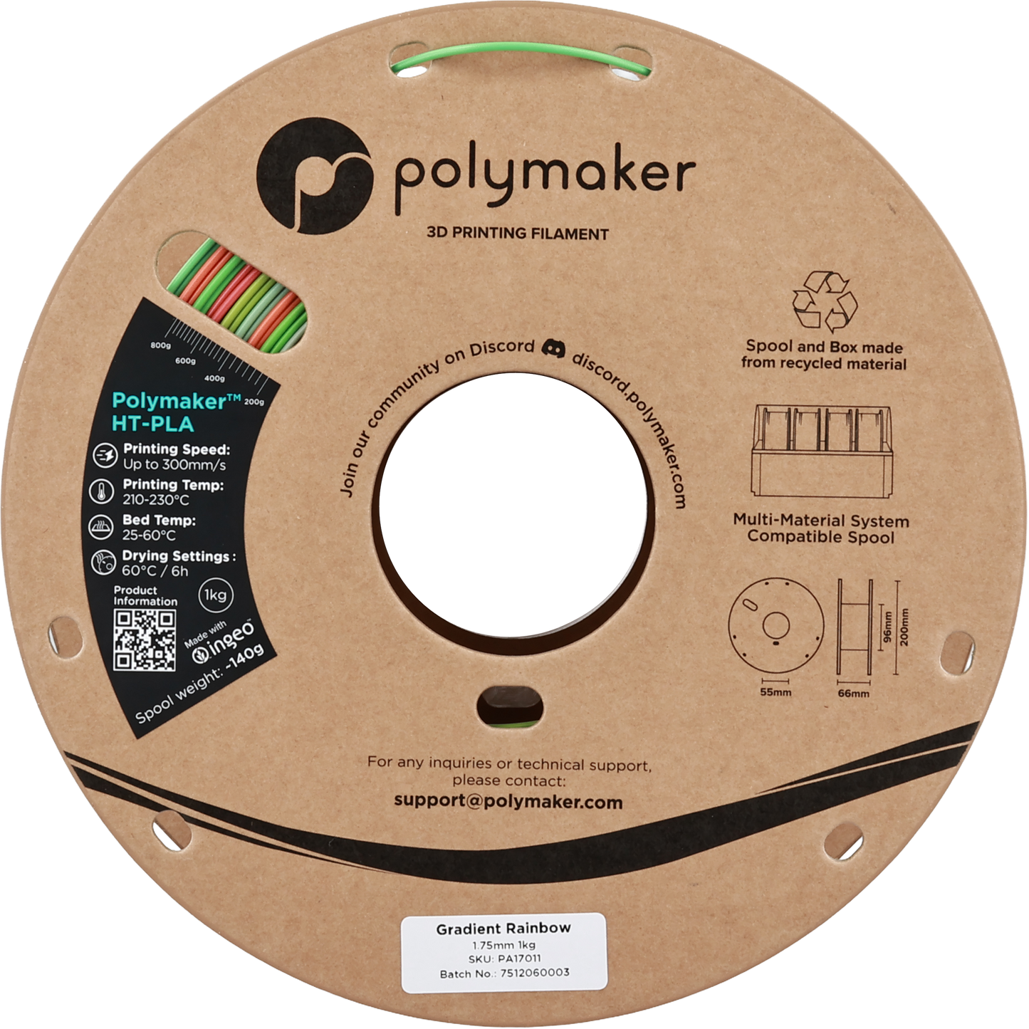 Polymaker HT-PLA Gradient Rainbow 1.75 mm 1kg