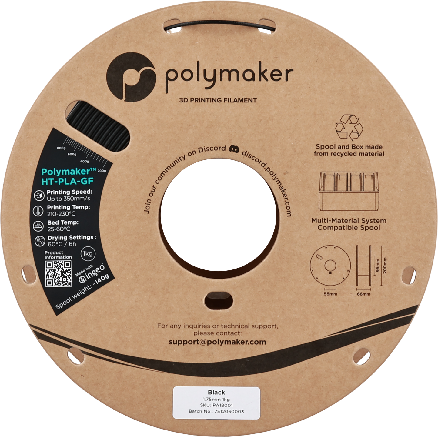 Polymaker HT-PLA-GF Black 1.75 mm 1kg