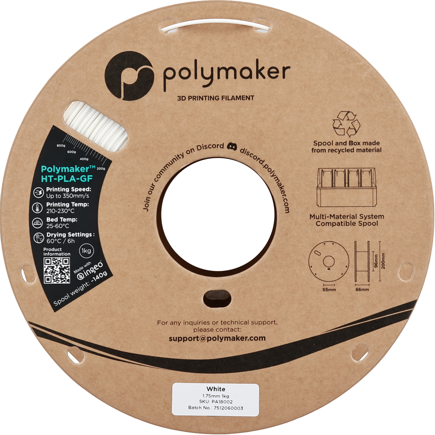 Polymaker HT-PLA-GF White 1.75 mm 1kg