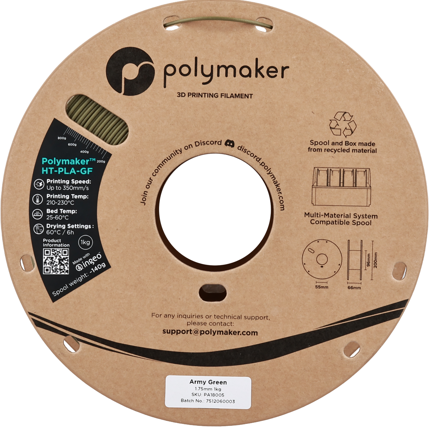 Polymaker HT-PLA-GF Army Green 1.75 mm 1kg