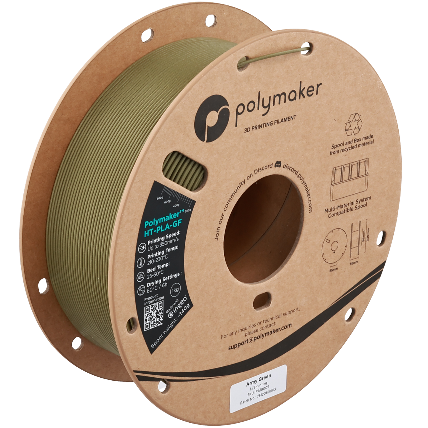 Polymaker HT-PLA-GF Army Green 1.75 mm 1kg