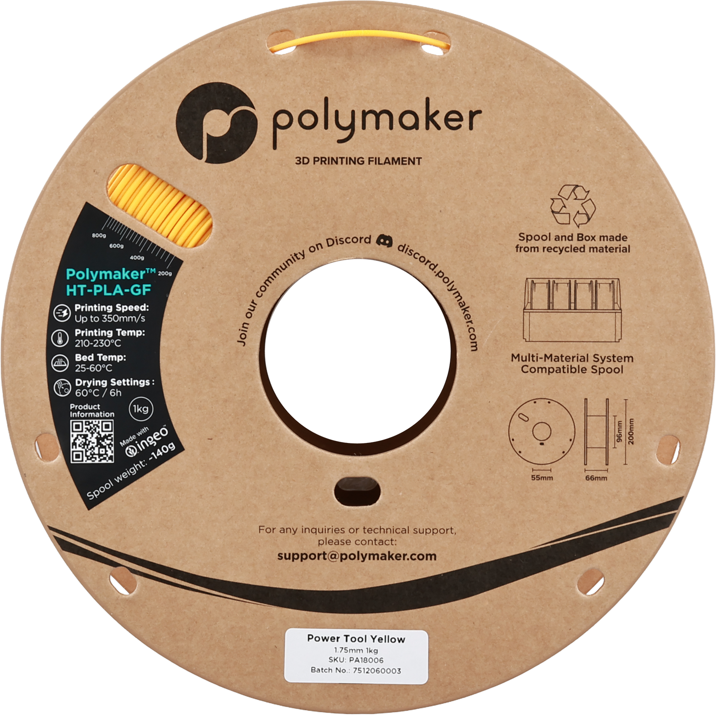 Polymaker HT-PLA-GF Power Tool Yellow 1.75 mm 1kg
