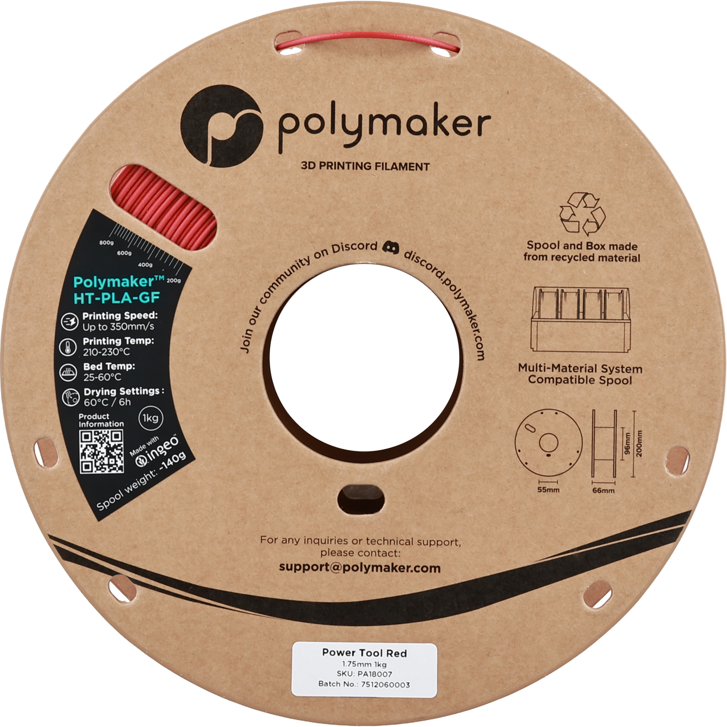 Polymaker HT-PLA-GF Power Tool Red 1.75 mm 1kg
