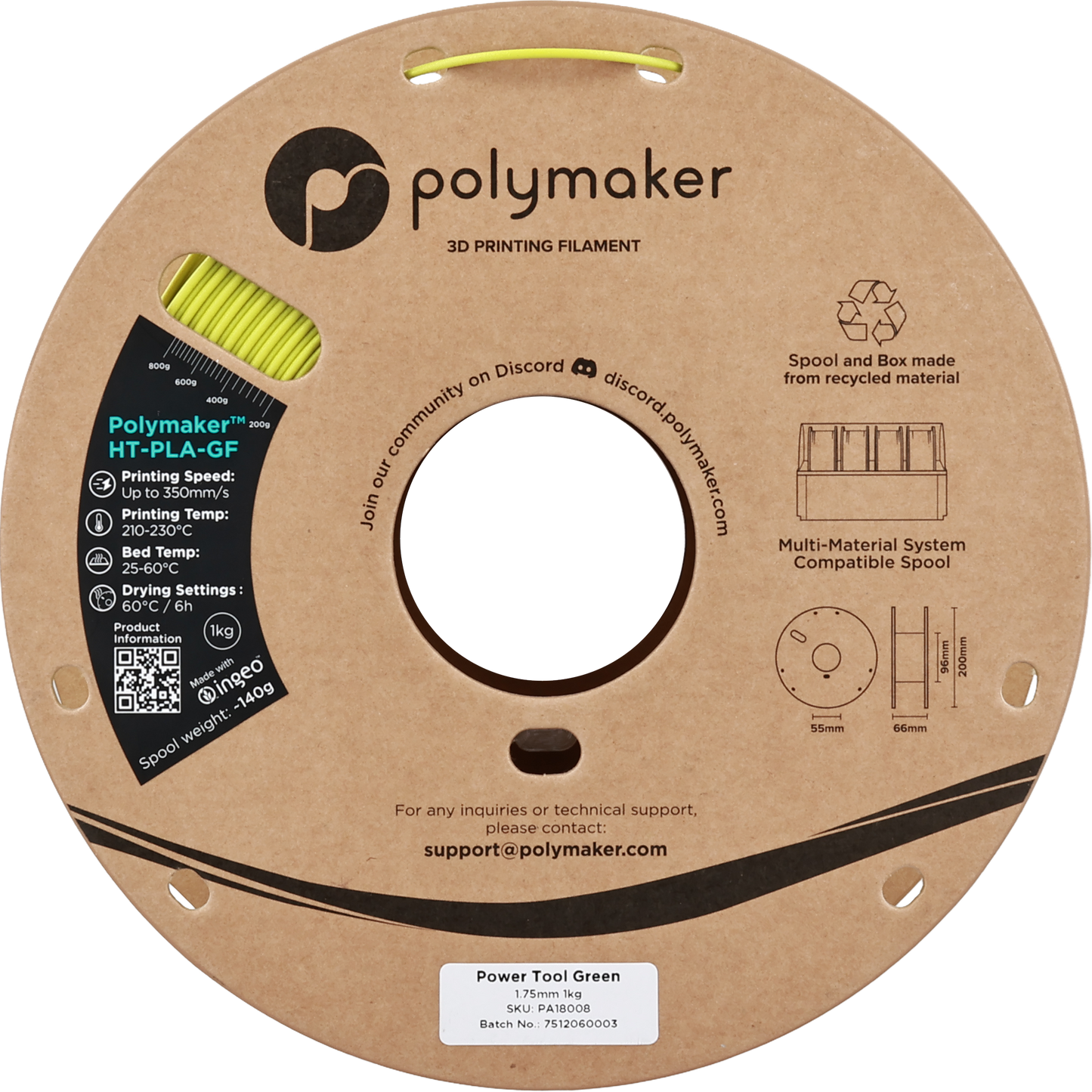 Polymaker HT-PLA-GF Power Tool Green 1.75 mm 1kg