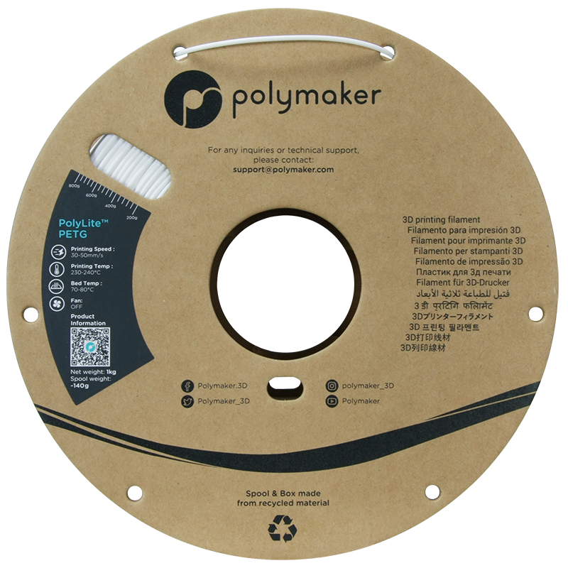Polymaker PolyLite PETG White 1.75mm 1kg