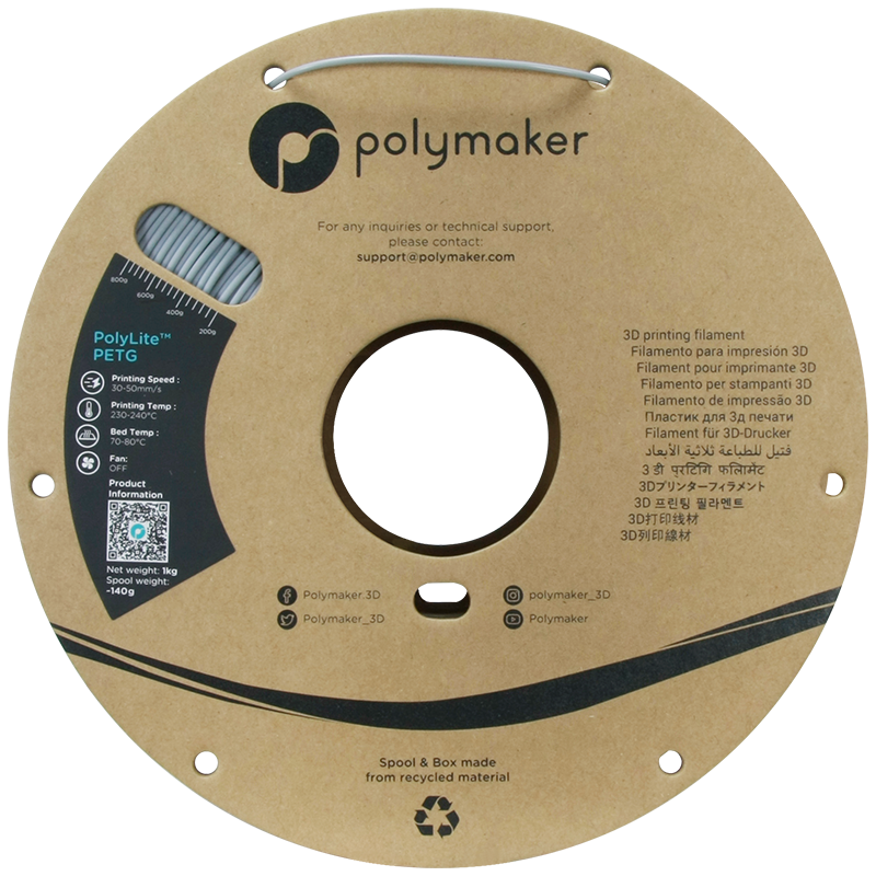 Polymaker PolyLite PETG 1,75mm 1kg - Grey