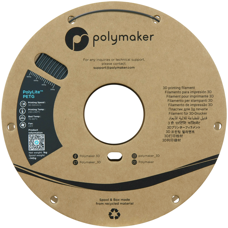Polymaker PolyLite PETG Dark Grey 1.75mm 1kg