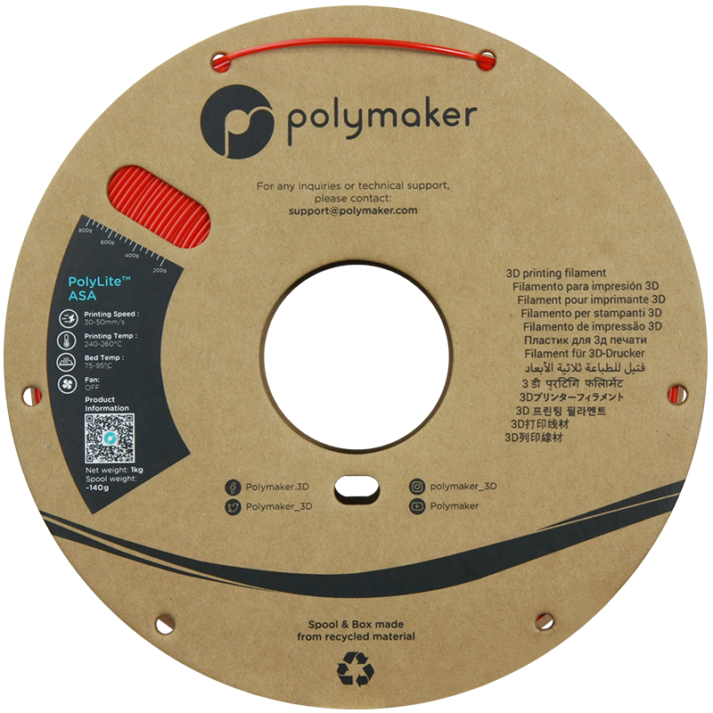 Polymaker PolyLite ASA 1,75mm 1kg - Red