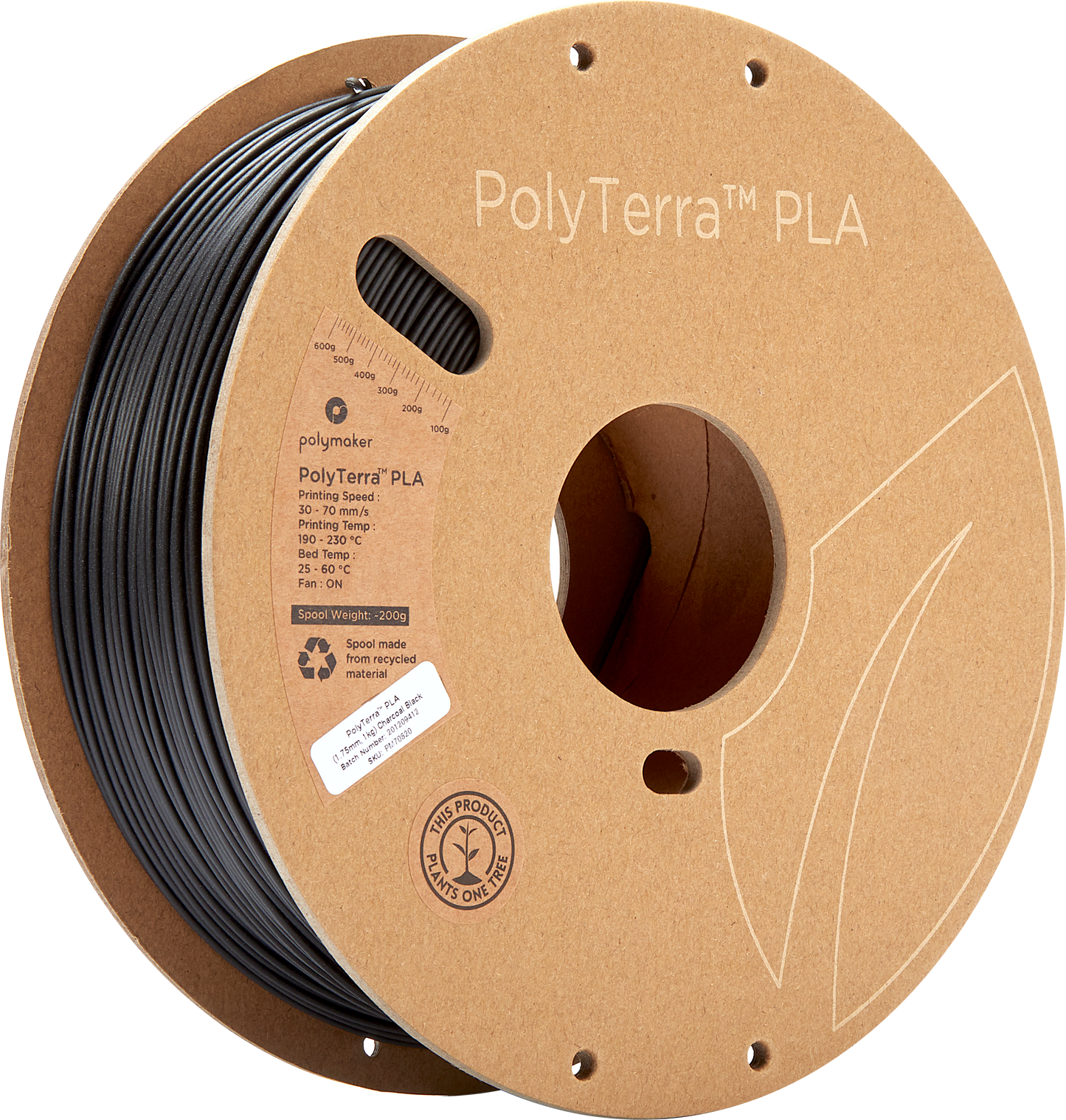Polymaker PolyTerra PLA Charcoal Black 1.75 mm 1 kg
