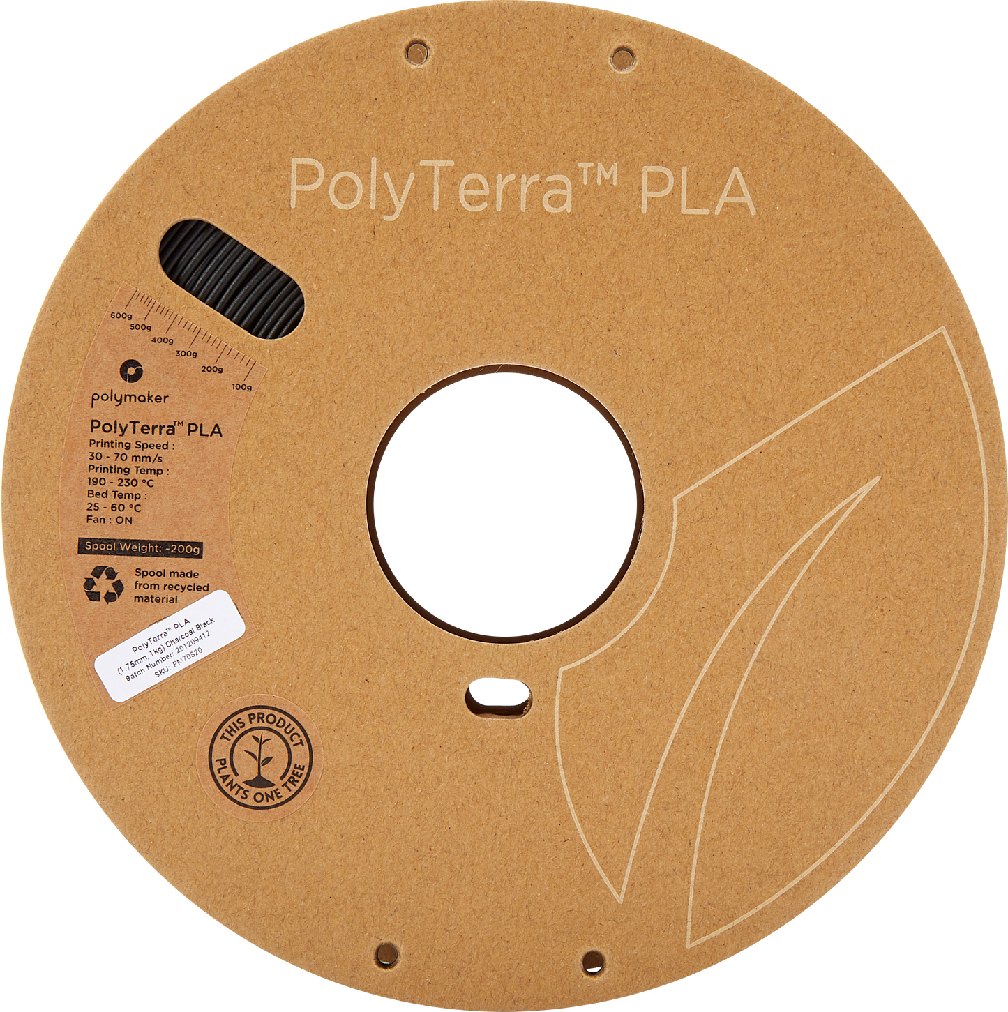 Polymaker PolyTerra PLA Charcoal Black 1.75 mm 1 kg