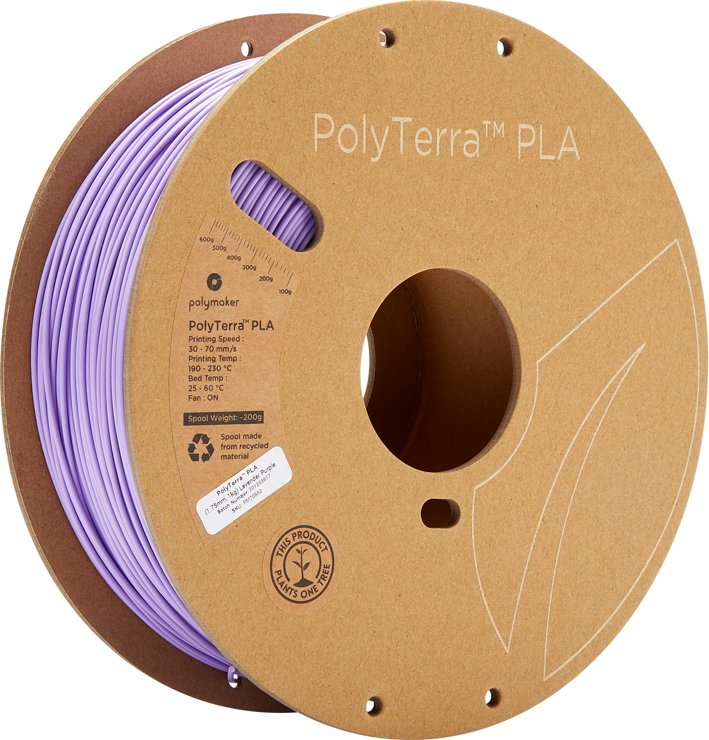 Filament Polymaker PolyTerra PLA 1,75mm, 1kg - Lavender Purple
