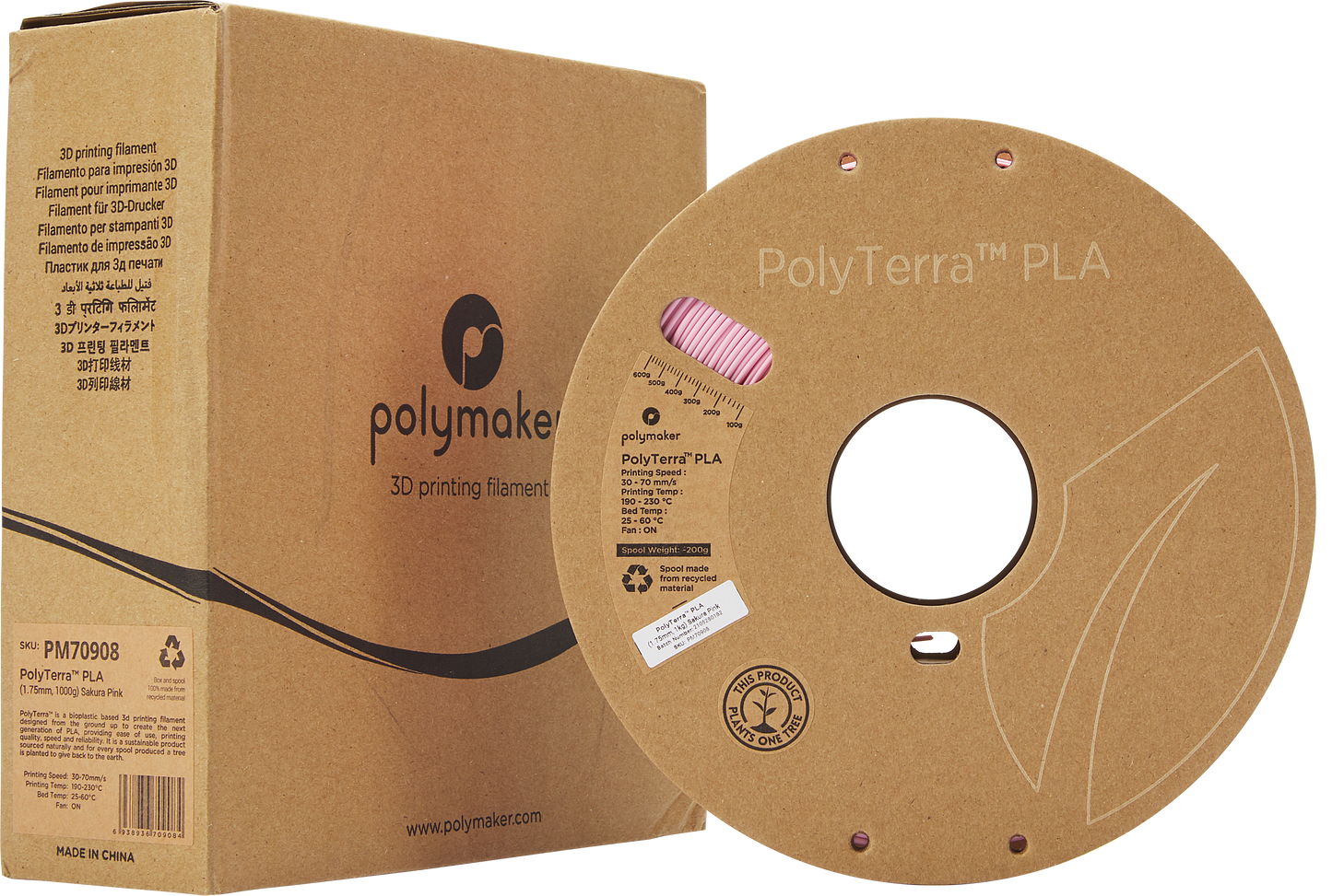 Filament Polymaker PolyTerra PLA 1,75mm, 1kg - Sakura Pink