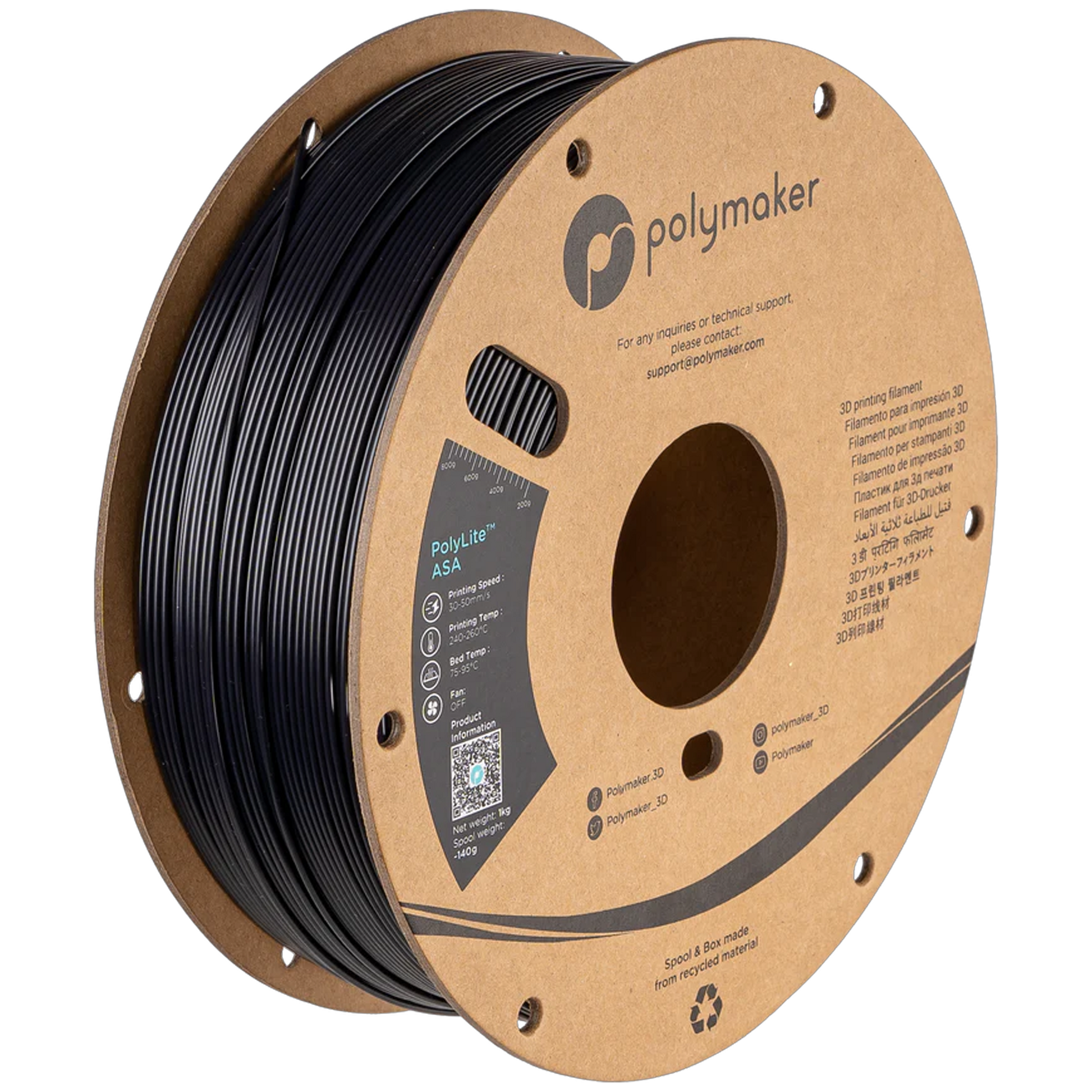 Polymaker PolyLite ASA 1,75mm 1kg - Black